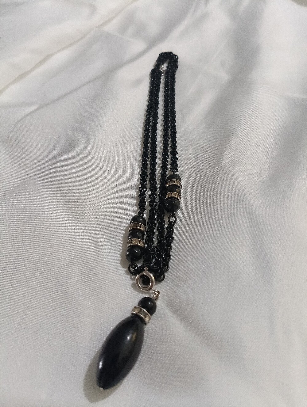 Sarah Coventry Black Beaded Pendant Necklace